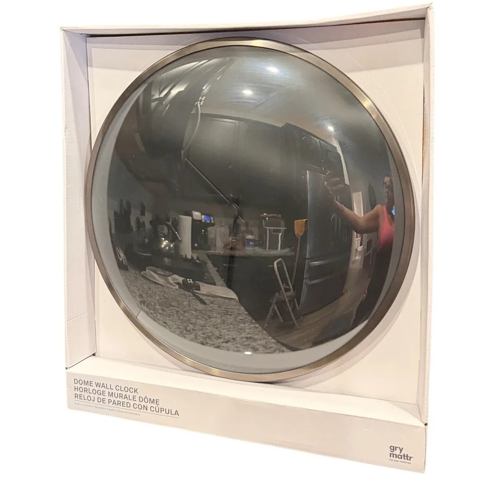 Gry Mattr by Joe Mimran Dome Wall Clock Grey Convex Glass Modern Minimalist 16in